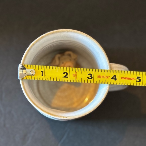 Hand Crafted Studio Art Pottery Mug with Critter Pig Inside Rustic Signed - Picture 10 of 10